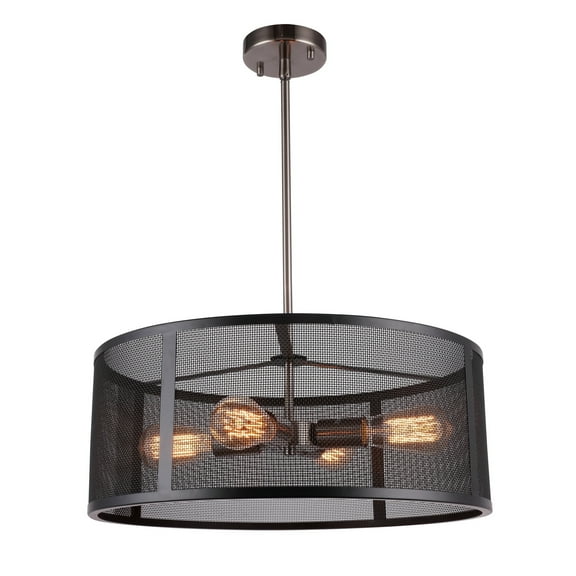 Woodbridge Lighting Drake 4-Light Pendant with ST64 Bulb in Antique Nickel/Black