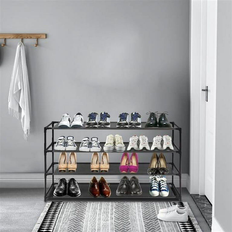 IM Beauty 4 Tier Long Shoe Rack for Closet Wide Shoe Storage Organizer Stackable Shoe Shelf for Floor Bedroom 30 Pairs