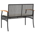 thumbnail image 4 of vidaXL Patio Bench with Cushion Black Poly Rattan Acacia Wood, 4 of 12