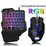 One Handed Keyboard and Mouse 35keys RGB Wired Gaming Keyboard and Mouse for PS4 Xbox One PC HP Dell