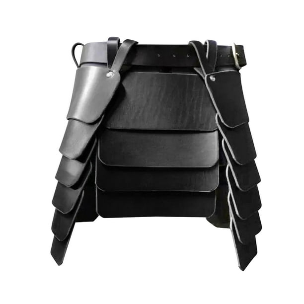 Cinturón de armadura de cintura, falda, caballero medieval, cinturón romano, cosplay, ropa duradera, ancho Negro