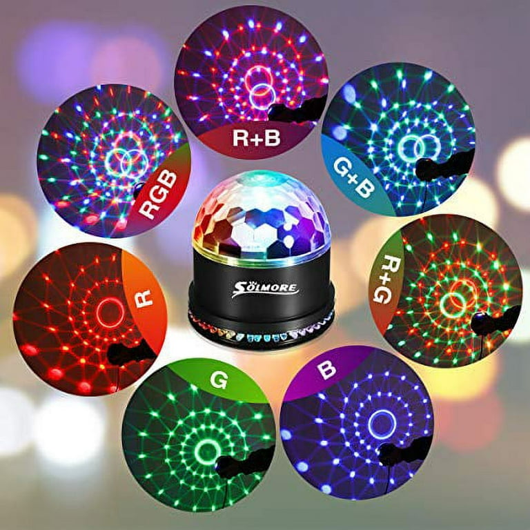 Party Lights,SOLMORE Disco Ball Disco Lights DJ Light Strobe Lamp Stage  Strobe Effects Sound Activated Party Lights for Home Room Dance Parties  Birthday Bar Karaoke Xmas Wedding Show Club Pub 