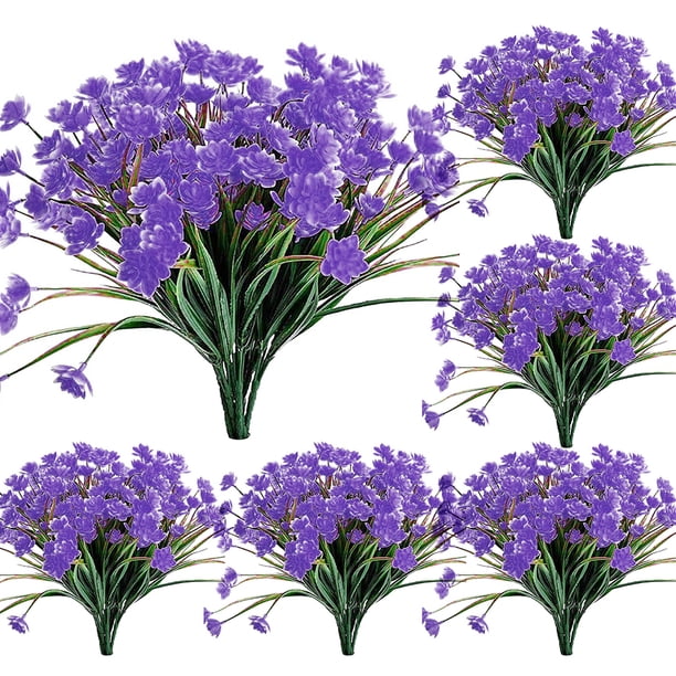 Muyoka paquetes de flores artificiales, plantas de plástico sintético, vegetación, arbustos de Gypsophila, flores falsas, plantas para colgar macetas, porche, ventana, caja, boda, oficina, jardín, int Muyoka Hogar