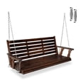 thumbnail image 6 of Fortune Candy 3-Seater Wooden Porch Swing with Hanging Chains, Heavy Duty 880 lbs, Deep Brown, 6 of 7