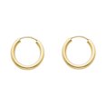 thumbnail image 1 of FB Jewels 14K Yellow Gold 2mm Round Tube Polished Endless Hoop Womens Earrings 15MM X 15MM, 1 of 1