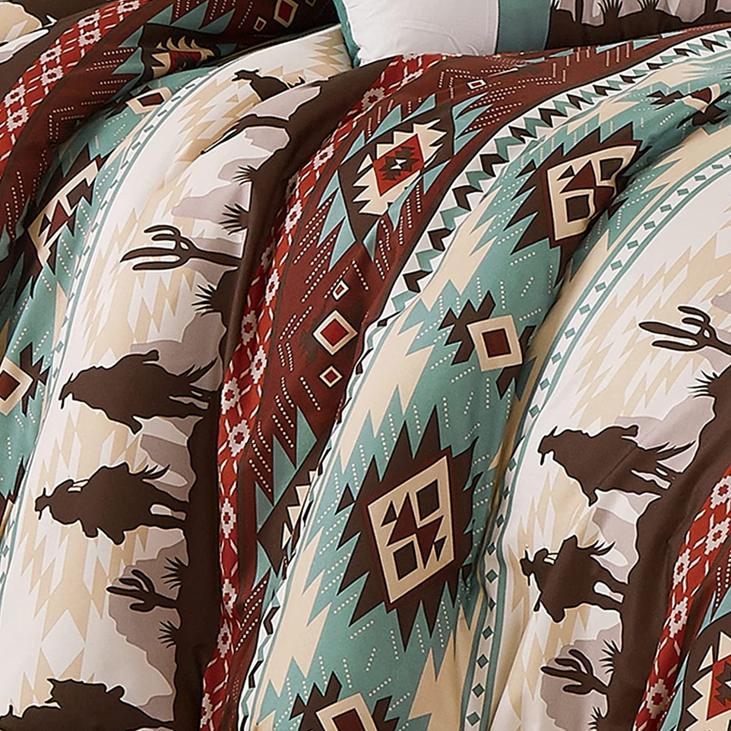 Set Di 2 Piumini (trapunta E Finta) Chezmoi Collection Audun, Stile Southwestern Cowboy, Microfibra Lavata, Dimensioni Double (167,6x223,5 Cm)