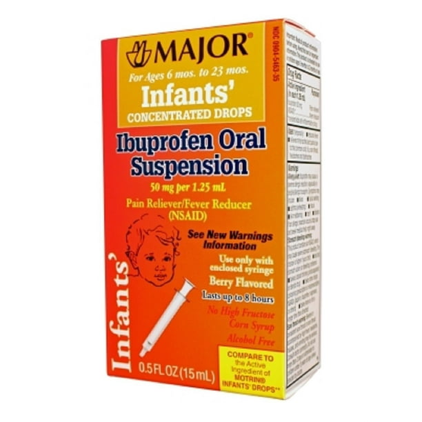 Major Infants' Ibuprofen Oral Suspension Berry Flavor Pain Reliever & Fever Reducer Syrup, 40 mg