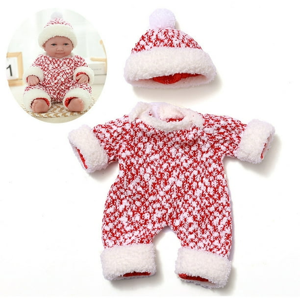 Conjunto de vestido navideño para muñecas Reborn de 30 cm | Disfraz de algodón elástico rosa, rojo y gris | Regalo y juguete para niñas de más de 3 años