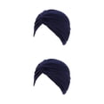 thumbnail image 1 of Qarigey Musulmanes Turbante Hijabs Gorras Cruz Pre-Atado Sombrero Indio Transpirable Elasticidad Beanie Chemo Cover Mujeres Headwear azul marino azul marino 2piezas Qarigey  CBP300381, 1 of 5