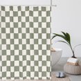 thumbnail image 1 of Aesthetic Checkerboard Grid Pattern Shower Curtain, Beige Sage Green Modern Shower Curtain Sets Decoration 71x84 Inch with plastic hooks, 1 of 6