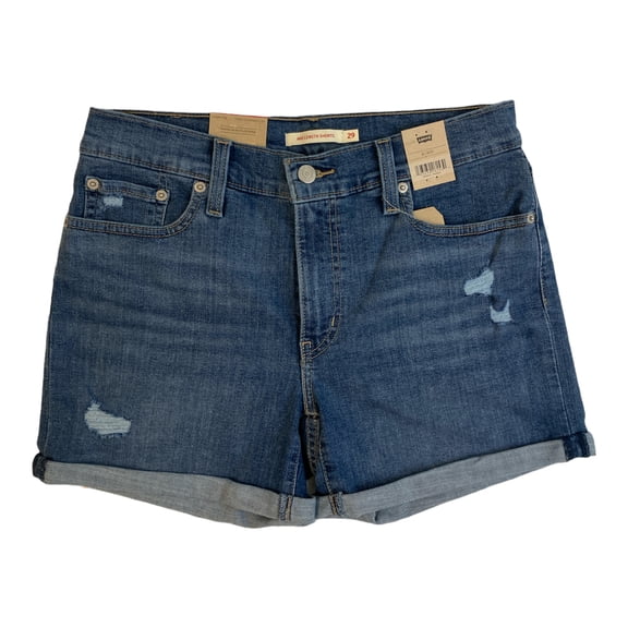 Levi's Women's Mid-Length Denim Mid-Stretch Super Soft Short Hawaii Ocean, 12
