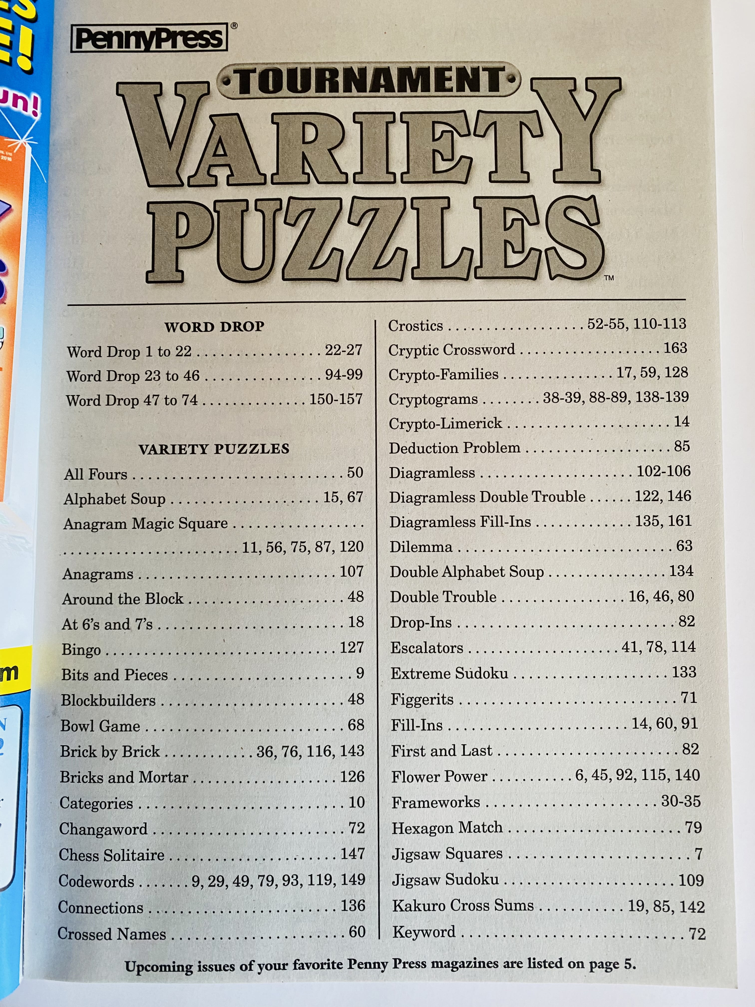 Lot of 4 Penny Press Tournament Variety Puzzles Winter 2022, Spring and Summer 2023, Autumn 2024