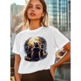 thumbnail image 6 of Women's T-Shirt Raccoon Moon Short Sleeve Casual Tee Classic Crew Neck T Shirt for Women White, L, 6 of 7