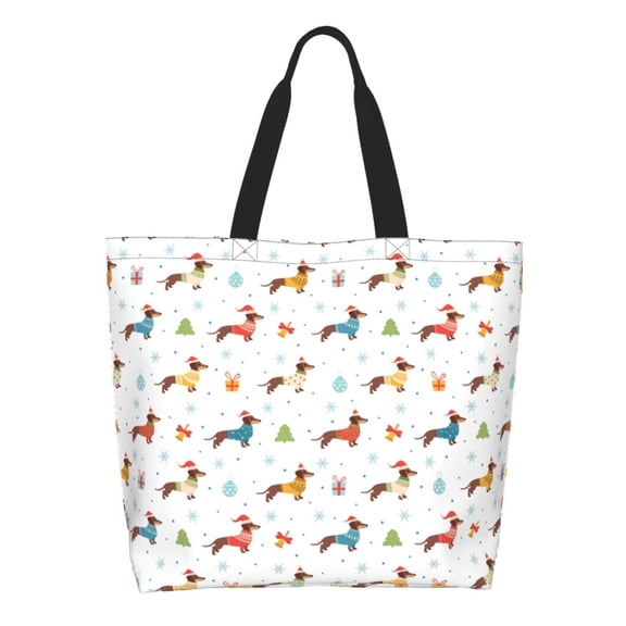 Disketp winter Snowflake Dachshund Tote Bag for Women, Handbag Shoulder Tote Bag, for Shopping and Travel