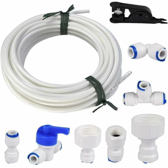 Easy DIY Installation Refrigerator Water Line Kit, Complete Installation Kit for Superior Quality Tubing 1/4" Fridge Hose Connector Wide Range Compatibility with Samsung, Bosch,