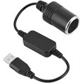 thumbnail image 1 of Convertidor de enchufe de encendedor de cigarrillos USB A macho de 3 m a hembra de 12 V, convertidor de potencia de puerto USB para cámara de tablero GPS, 1 of 5