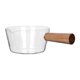 thumbnail image 1 of Cacerola de vidrio para leche Gloria 600ml Con mango de madera fondo plano, 1 of 9