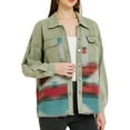 thumbnail image 1 of Chaqueta de mezclilla para mujer INSPIRE CHIC con solapa, manga larga, estilo vintage, talla XL, color verde, 1 of 6