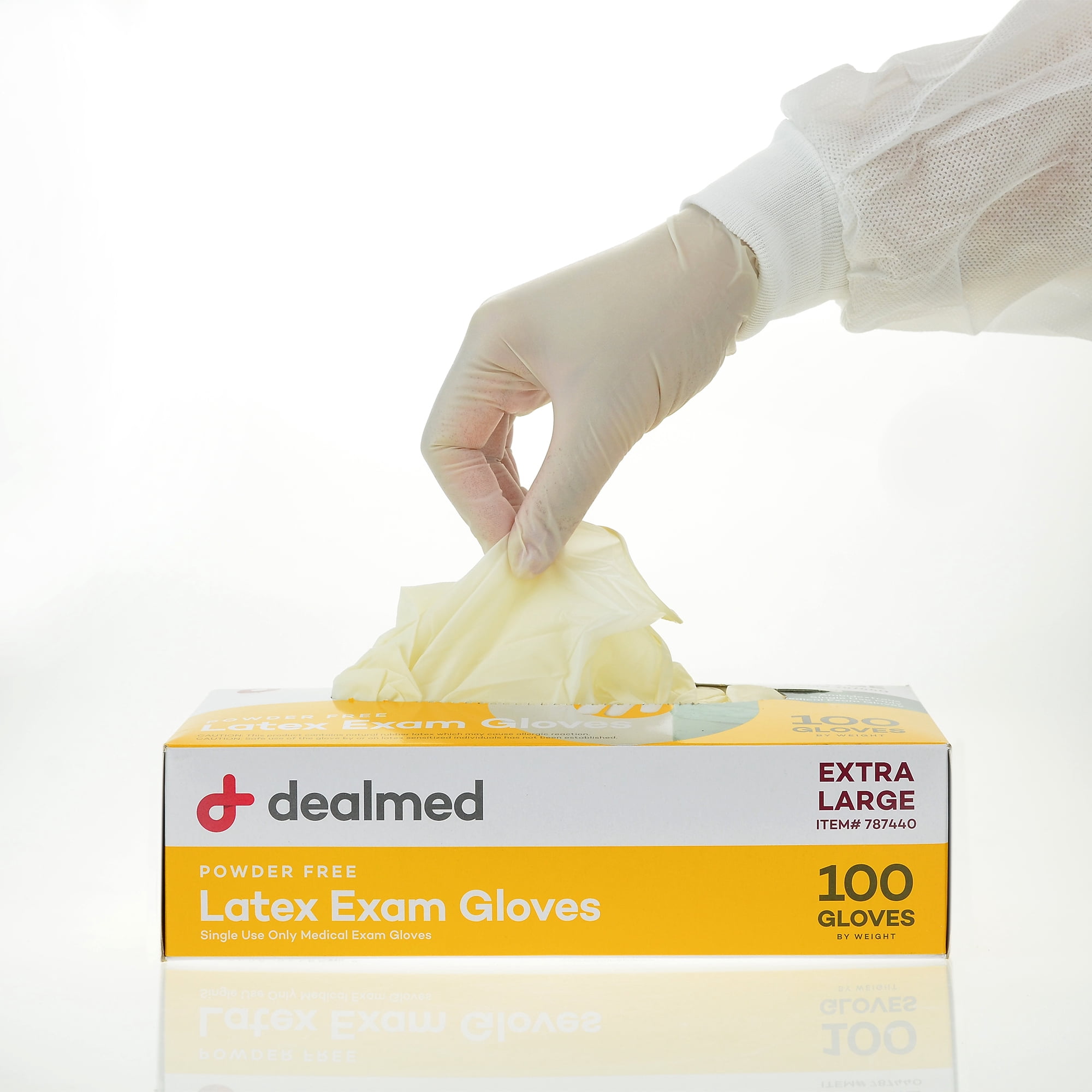 Dealmed Latex Exam Gloves, Non-Sterile, Professional Grade, X-Large, 100 Count (Pack of 10)