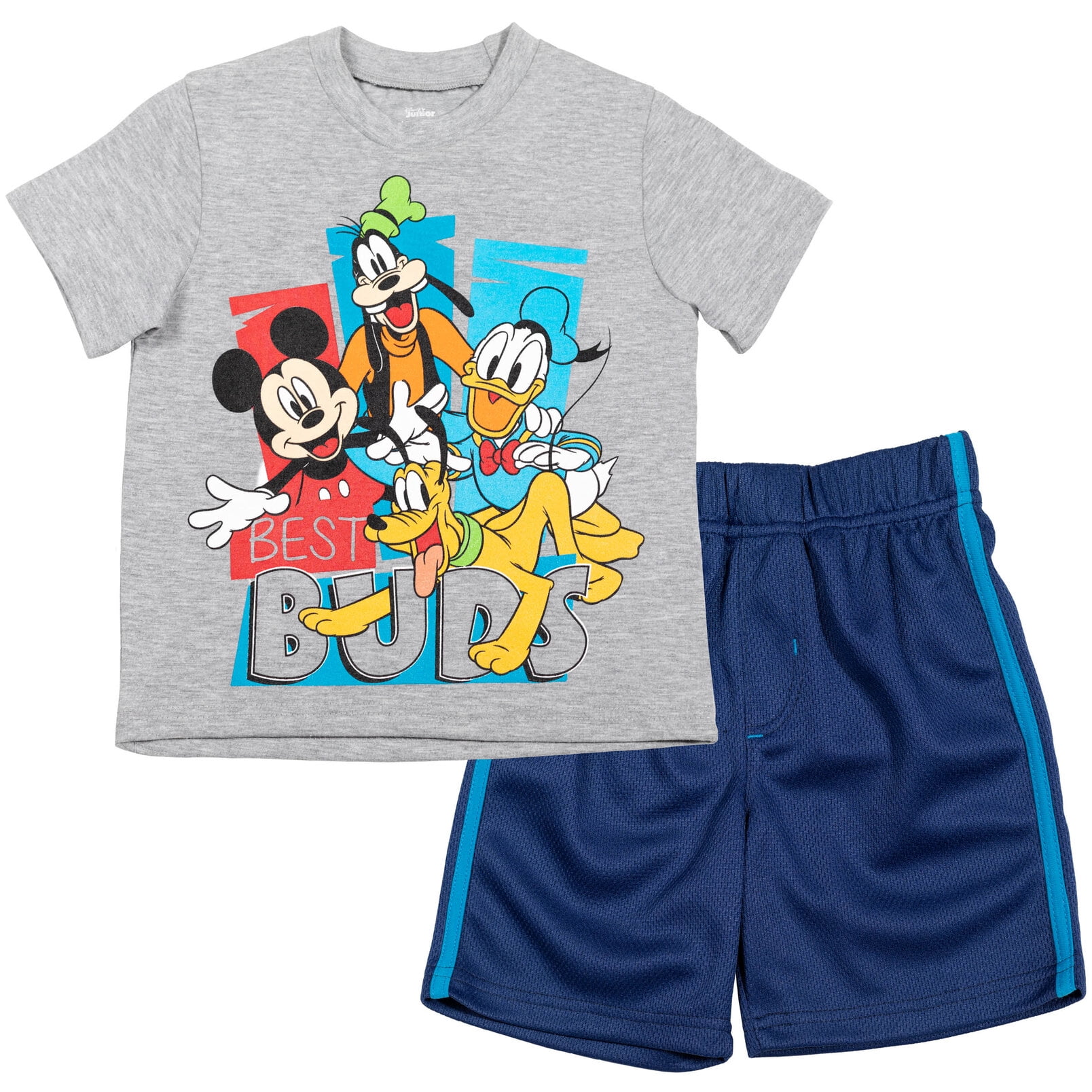 Babyhug Cotton Half Sleeves T-Shirt & Shorts With Mickey Mouse & Donald Duck Print - White main image 0