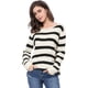 thumbnail image 2 of Suéter de rayas túnica con hombros descubiertos y cuello redondo para mujer blanco XL, 2 of 6