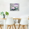 thumbnail image 3 of Zen Purple Floral Canvas Wall Art Water Lily Flower with Green Leaf Plant and Dragonfly Wall Art Nature Botanical Framed Wall Art for Bathroom Bedroom Living Room Wall Decor,12L x 16W inches, 3 of 6