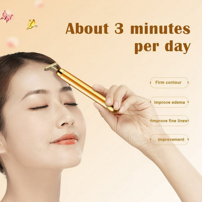 Beauty Bar 24k Golden Pulse Facial Massager T-Shape Electric Face