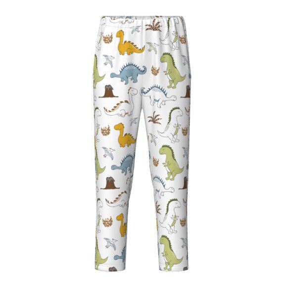 Xecao Dinosaur Print Teenagers' Pajama Pants Long Sleep Pants Soft Elastic Waist Pajama Bottoms Elastic waist with 2 Pockets 5-16 Years-XS(5-6)