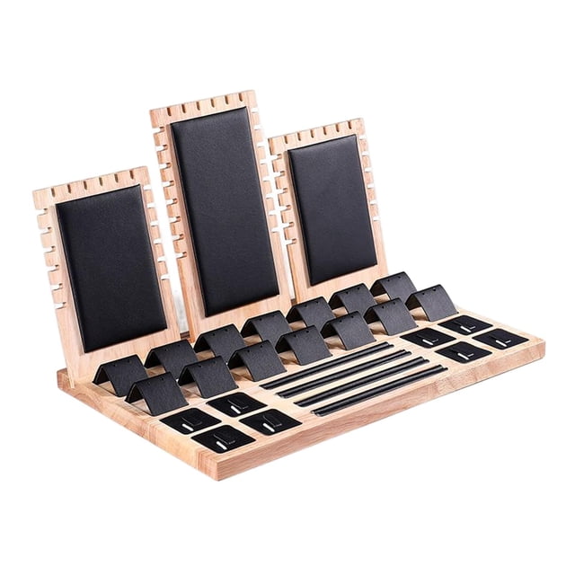 Expositor de joyas, expositor multiusos para anillos y colgantes. Cuero PU negro