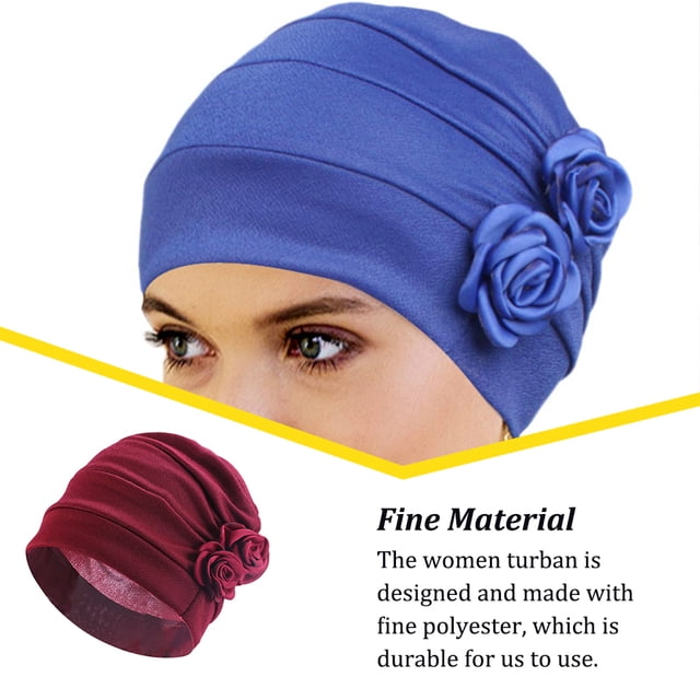 Polyester Ladies Turban Washable Solid Color Stylish which is durable Traditional Cap Office Shopping Head Headband Bonnet Wine Red