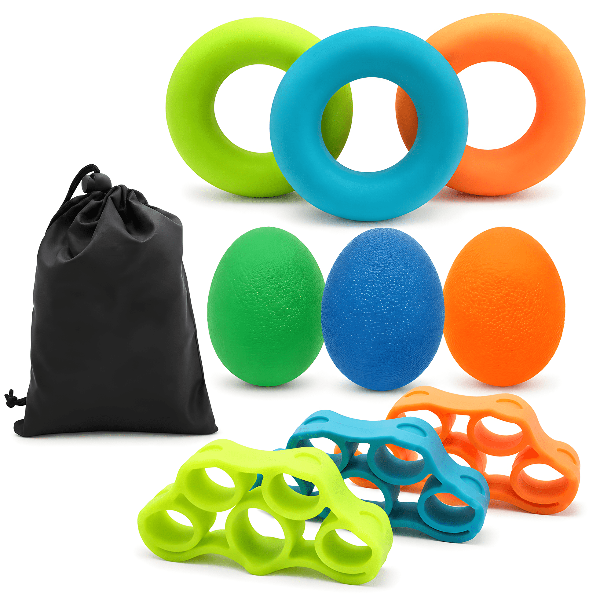 8 Pack Grip Strength Trainer Hand Forearm Finger Wrist Strengthener Physical Therapy Stress Balls for Golf Baseball Climbing