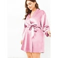thumbnail image 3 of GORHGORH Plus Size Imitation Silk Bow Tie Sleepwear Bandgown Nightgown Robe, 3 of 3