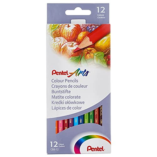Pentel Arts Colour Pencils, Assorted Colours, 1 Pack of 12 Pencils