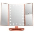 thumbnail image 1 of Infitrans Trifold Makeup Mirror Vanity Mirror with Lights,1X 2X 3X Magnification,Touch Screen,180 Adjustable Rotation,Portable Travel Bathroom Cosmetic Mirror, 1 of 6