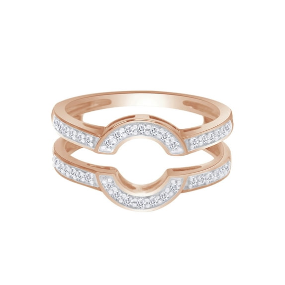 Round Cut Cubic Zirconia 14k Rose Gold Curve Wrap Solitaire Enhancer Guard Ring Size - 7