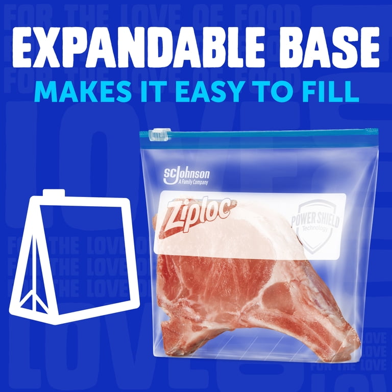 Ziploc® Brand Quart Freezer Slider Bags, Power Shield™ Technology