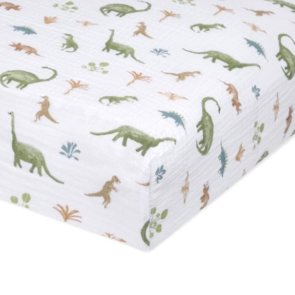 aden   anais essentials Cotton Muslin Crib Sheet, Blue, Dini Jungle, Infants, Boy