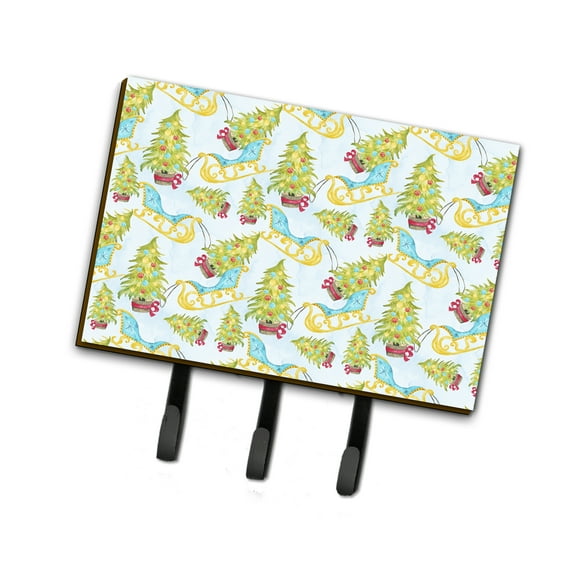Carolines Treasures BB7486TH68 Christmas Tree and Sleigh Leash or Key Holder Triple Hook multicolor