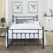 Antique Queen Size Bed Frame/Platform Bed with Victorian Iron Headboard/Slats Support
