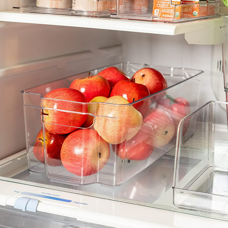 WEPSEN Set of 6 Refrigerator Organizer Bin Clear Plastic Stackable Fridge  Freezer Storage Container for Pantry Kitchen Cabinet Organization and