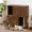Brown, variant on Modern Double-Layer Cat Litter Box Enclosure for 2 Cats - Hidden 2-Tier Cabinet with Marking Post, Dual Mats & Sliding Door - Dog-Proof Enclosed Cat Washroom Furniture - Grooved Tigerwood