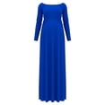 thumbnail image 7 of Conairie Maternity Dress for Baby Shower Long Sleeve off Shoulder Elegant Flowy Midi Dress Photoshoot Pregnancy Summer Wedding Dress Blue L, 7 of 7