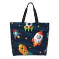 thumbnail image 1 of Balery Spaceships and Stars Bolsa Tote Estilo Estético con Cremalleras, Bolsa de Hombro, Bolsa de Compras Grande y Plegable, 1 of 8