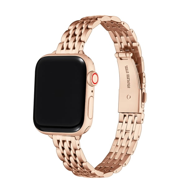 Posh Tech Rainey Skinny Rose Gold Stainless Steel Link Band for Apple ...