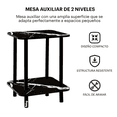 thumbnail image 2 of Mesa Centro Minimalista Madera Lateral Doble Repisa 40cm Belug, Negro Mármol, 2 of 5