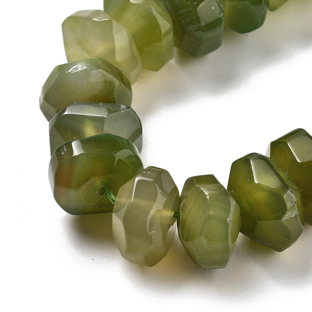 Natural Agate Beads Strands Dyed Heated Faceted Rondelle Yellow Green 15~17x15~17x9~11mm Hole: 1.2mm 19~21pcs/strand 6.89''~7.48''(17.5~19cm)
