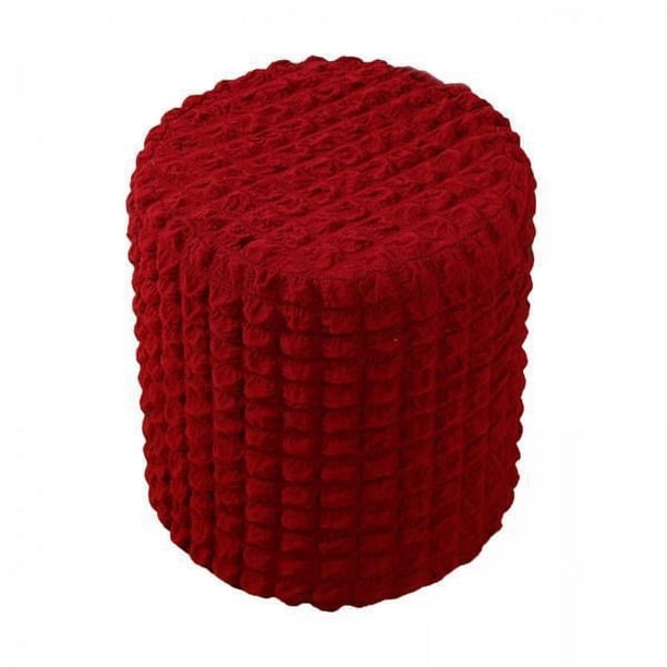 2x Fundas Otomanas Redondas Protección Otomana para Sala de Estar Rojo Vino , 2 piezas