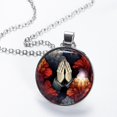 thumbnail image 2 of Pray Glass Design Circular Pendant Necklace - Stunning Women's Fashion Statement Jewelry, 2 of 5