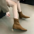 thumbnail image 5 of Women's Nubuck Suede Ankle Boots Low Heel Pointed Toe Casual Versatile Fall Winter Fashion Footwear, 5 of 7