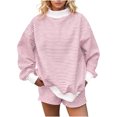 thumbnail image 5 of Ihhxva Women's Knit Tops Oversized Striped Sweater Soft Winter Pullover Relaxed Mock Neck Top Chunky Casual Long Sleeve Cozy Tunic Blouse for Holiday S-5XL, 5 of 8
